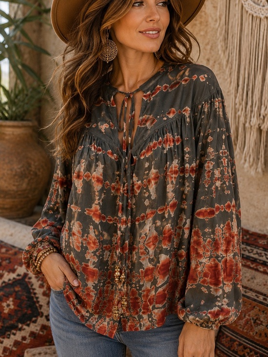 Young Fabulous & Broke Tops - Young Fabulous & Broke Tie Die red & grey blouse small